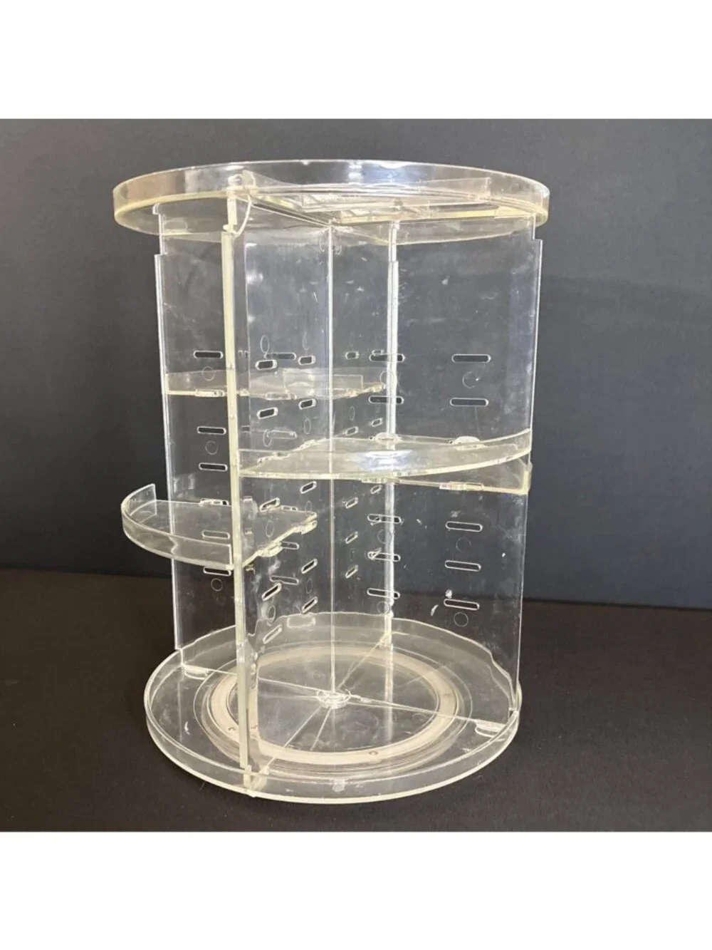 Clear Acrylic Makeup Organizer Storage Carousel With Adjustable Compartments